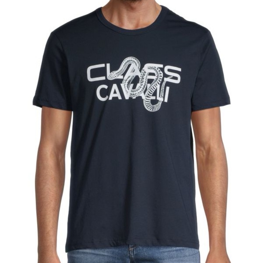 NWOT CAVALLI CLASS BY ROBERTO CAVALLI
Logo T-Shirt Dark Blue Size Small